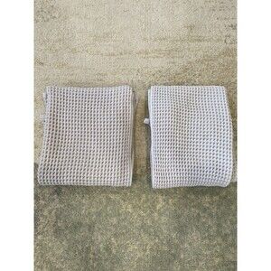 Casaluna Gray Bath Shower Towels Set of 2 100% Cotton Waffle Woven Design 23x54